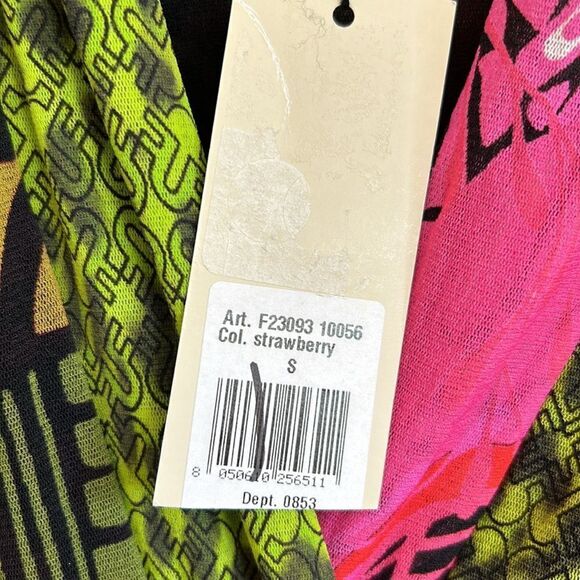 NWT FUZZI Tuta Sleeveless Tulle Stretch Abstract Print Jumpsuit in Strawberry S - Picture 9 of 11